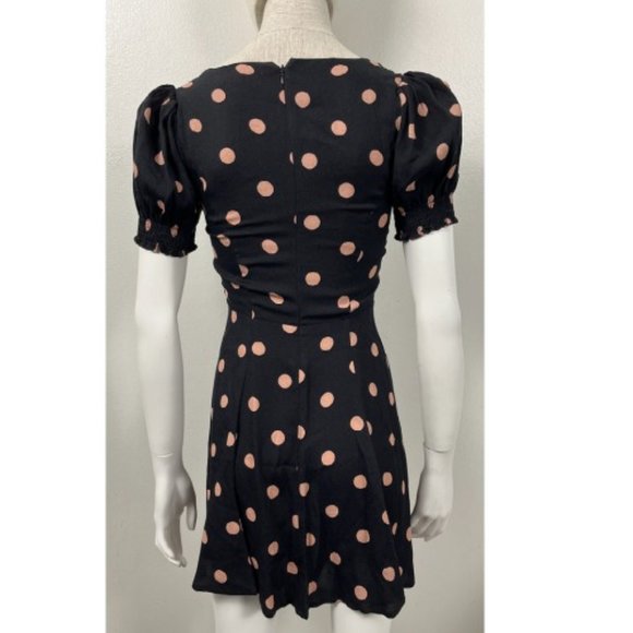 REFORMATION DREA RUCHED POLKA-DOT CREPE MINI DRESS - Picture 4 of 9